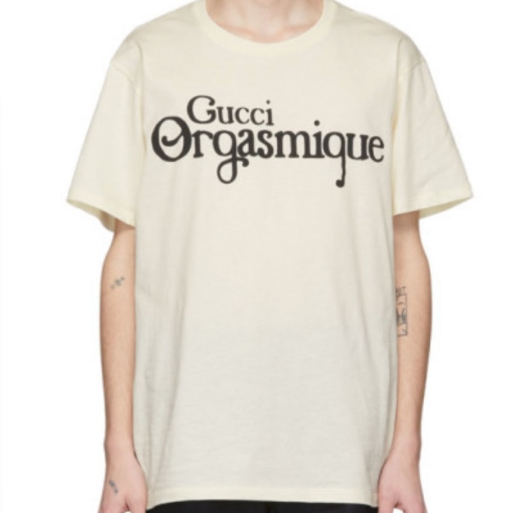 Gucci 🎄EUC “Orgasmique” Cream Graphic T-Shirt XS oversized will fit a M/L
